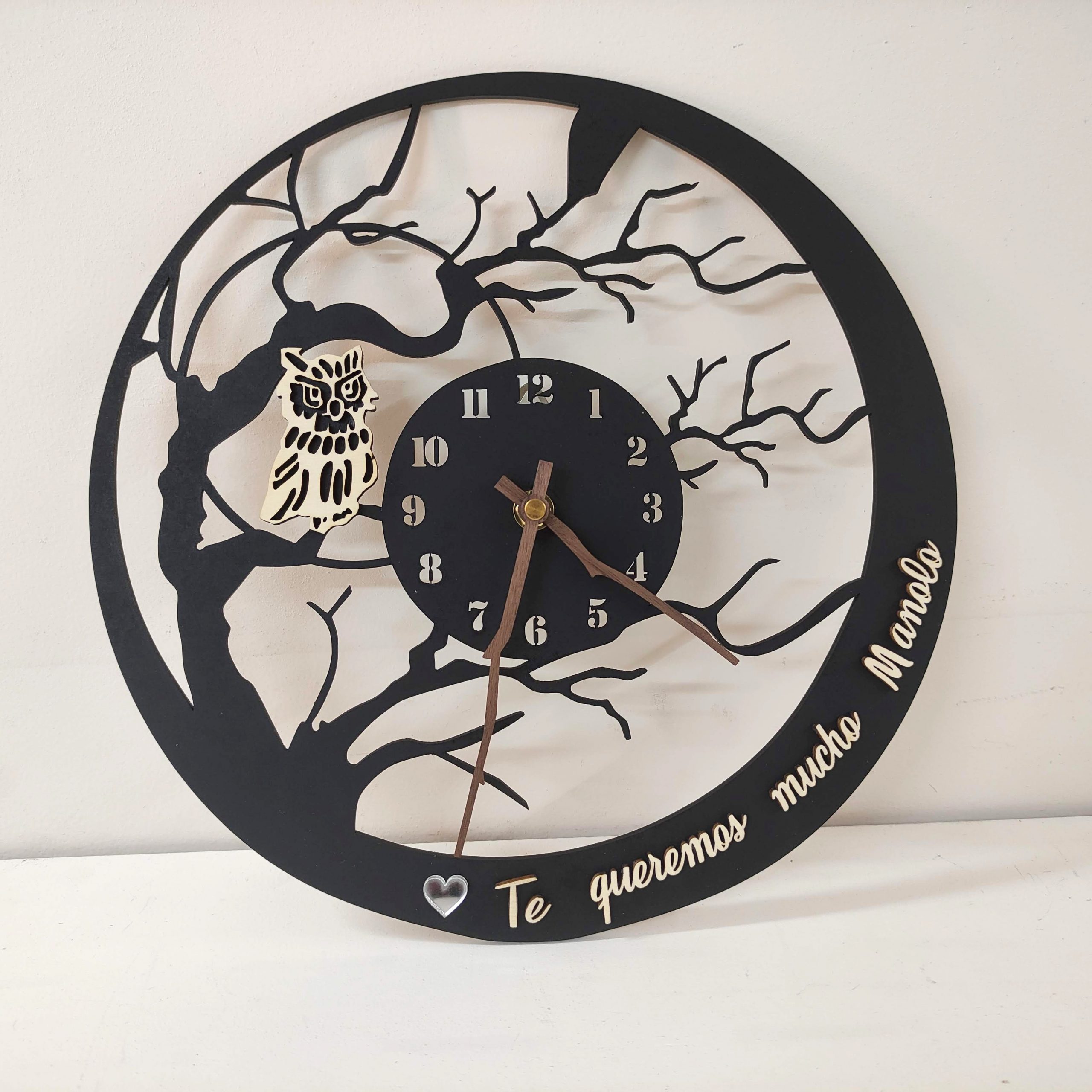 Mendicidad desierto simultáneo Reloj pared madera personalizado "Búho" Personal Present, regalos  personalizados