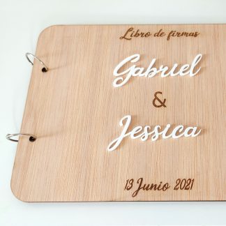 libro firmas madera acrílico personalizado álbum fotos eventos bodas bautizos comuniones decoración personal present