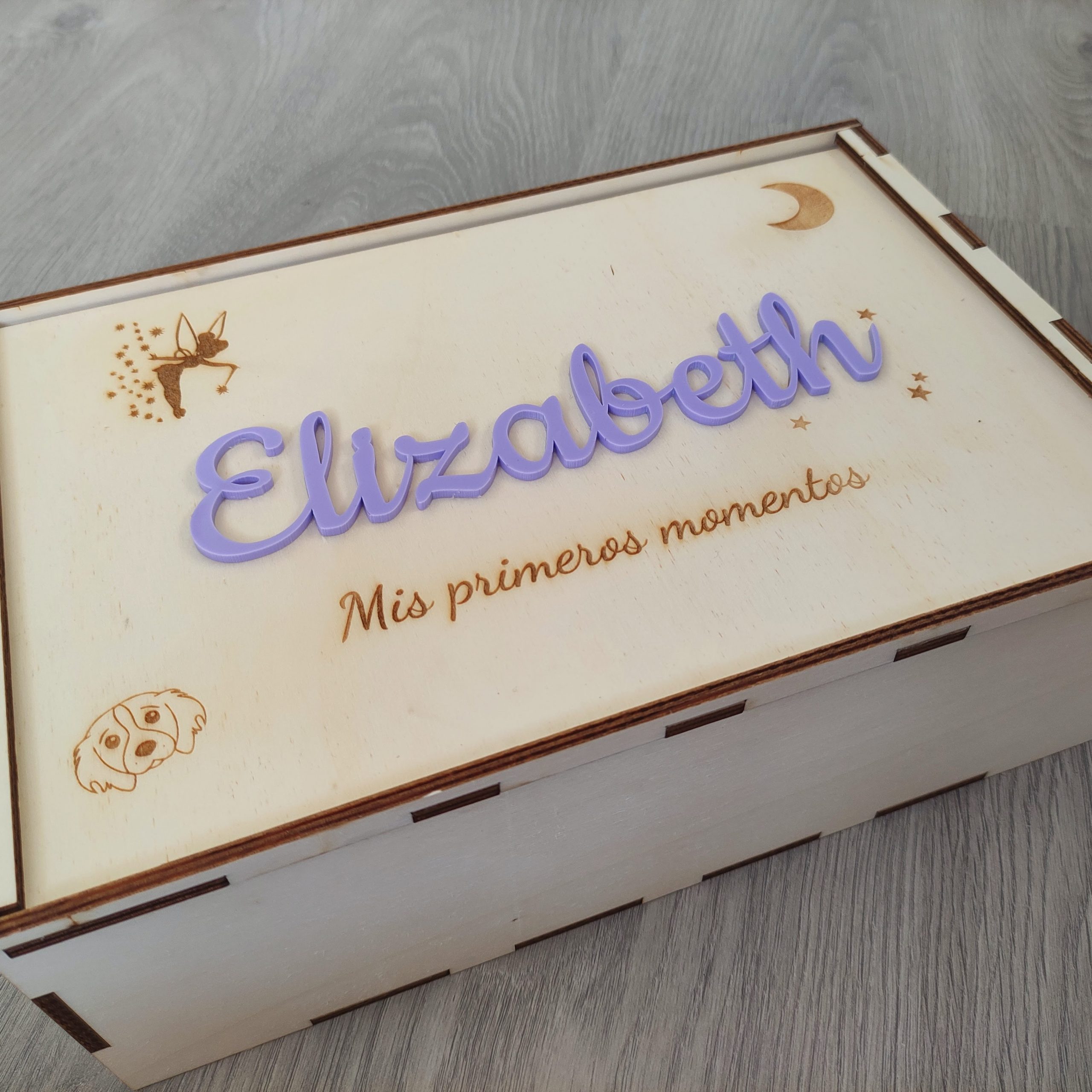 caja artesanal madera personalizada natalicio nombres infantil bebé nacimiento personal present