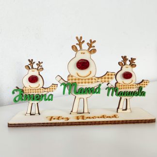 decoración navidad personalizada peana Renos madera adorno navideño personal present